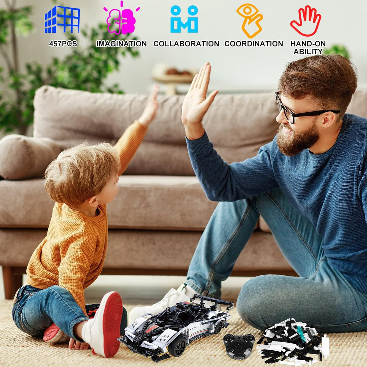 Rechargeable RC & APP Controlled Model Car Building Kit U9067