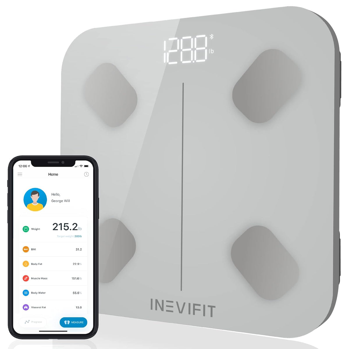 Smart Body Fat Scale Bluetooth Digital Bathroom Body Composition Analyzer F881745