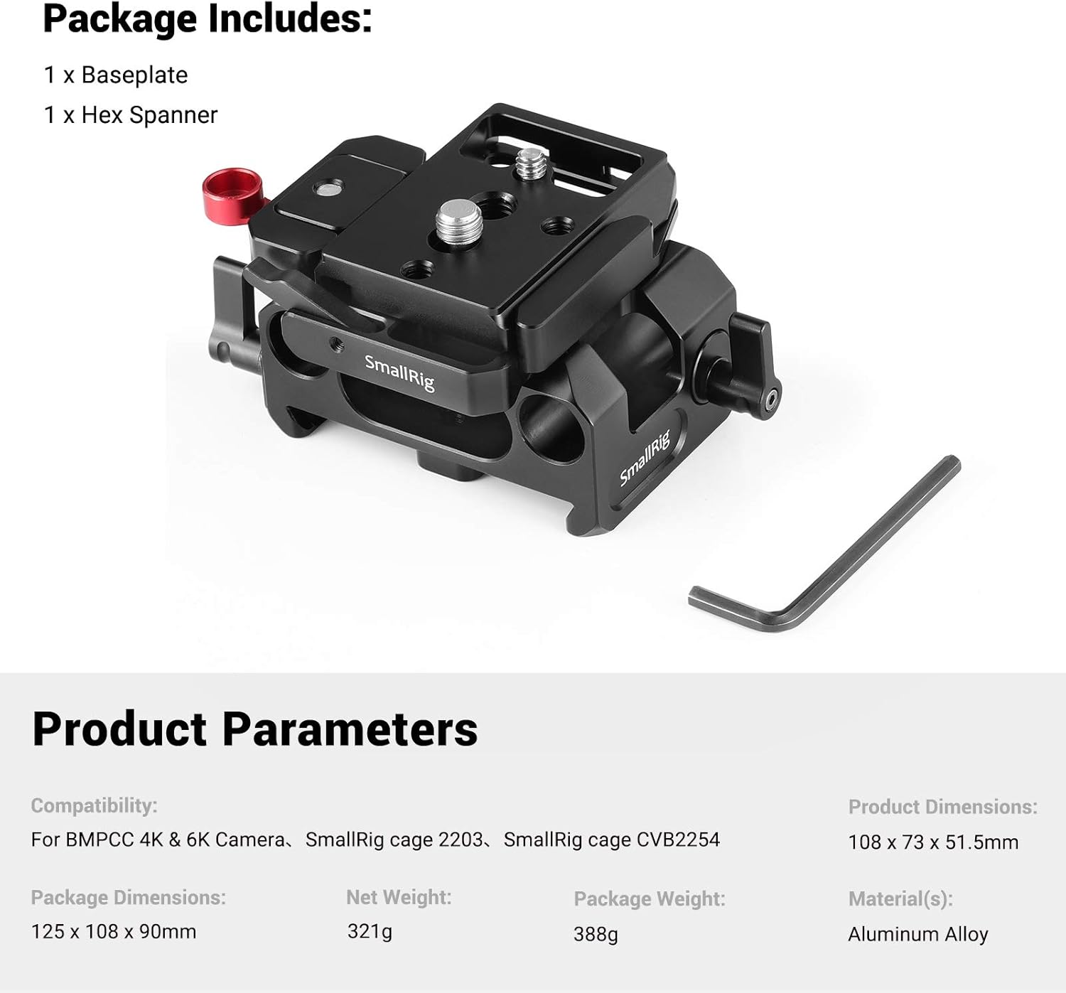 BMPCC Baseplate for Manfrotto 501PL Black Design R407
