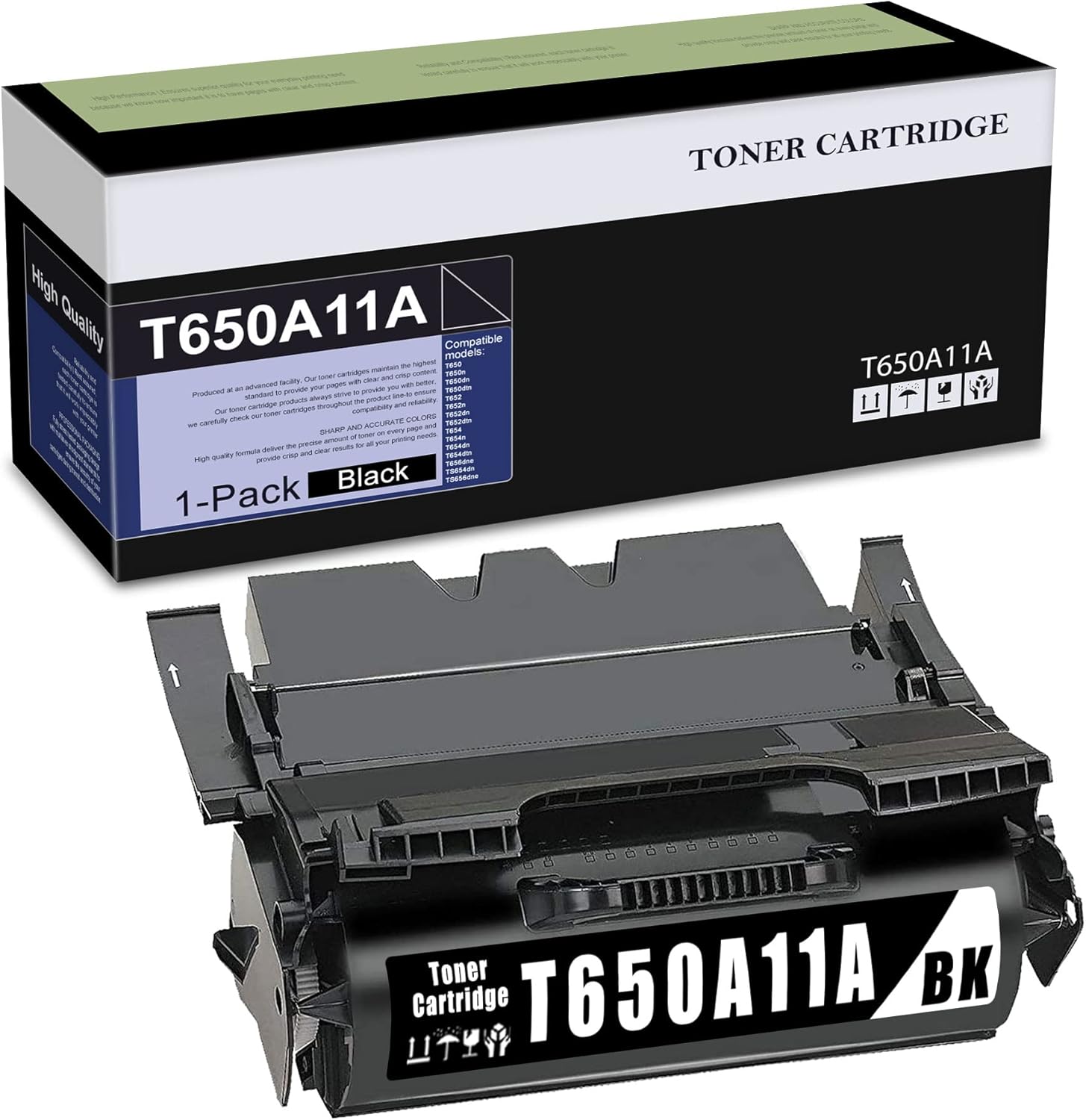 1 Pack Compatible Toner Cartridge for Lexmark T650 T652 T654 T656 TS654 TS656 Printer F985261