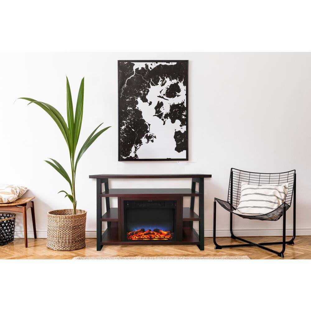 Walnut Electric Fireplace Mantel with LED Flames H404388