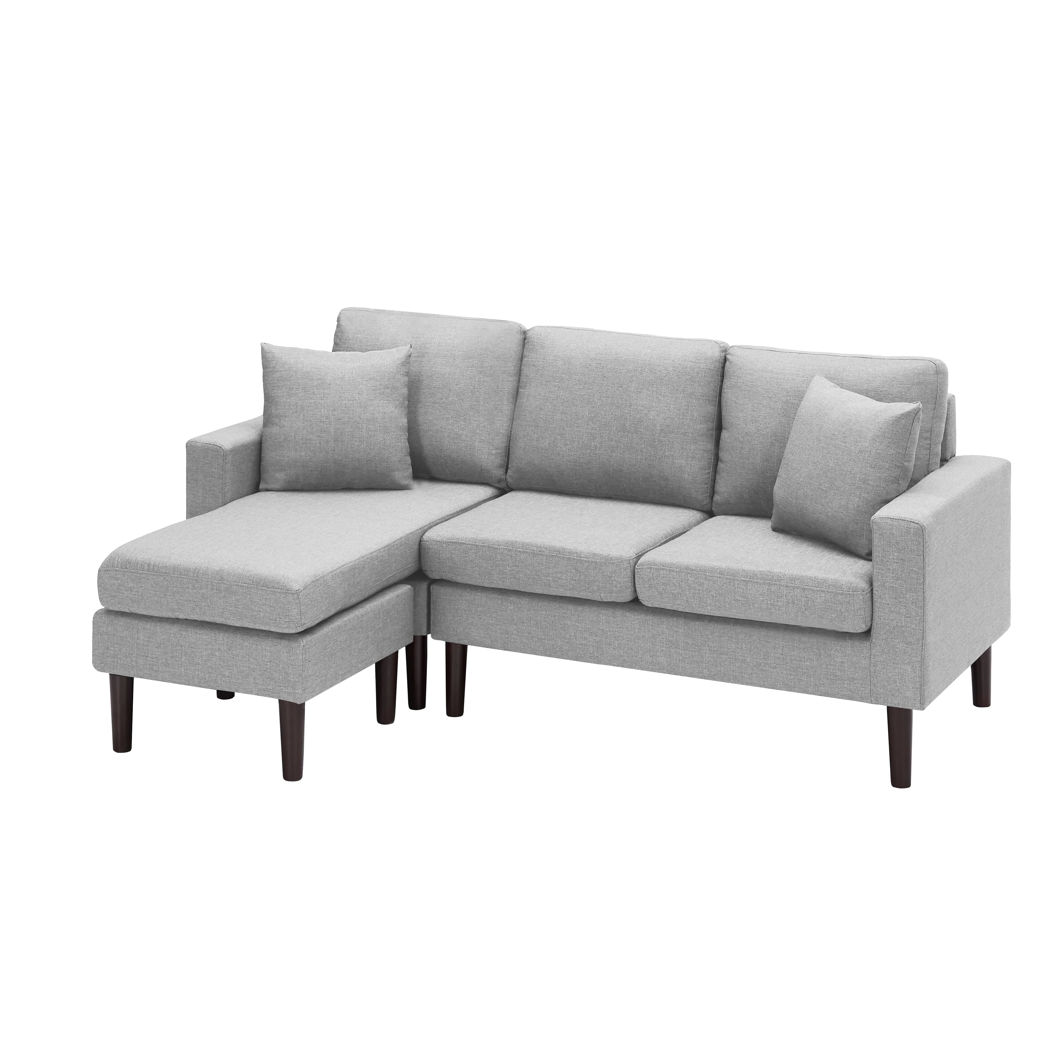 Light Grey L Shape Sectional Sofa with 2 Pillows F625263