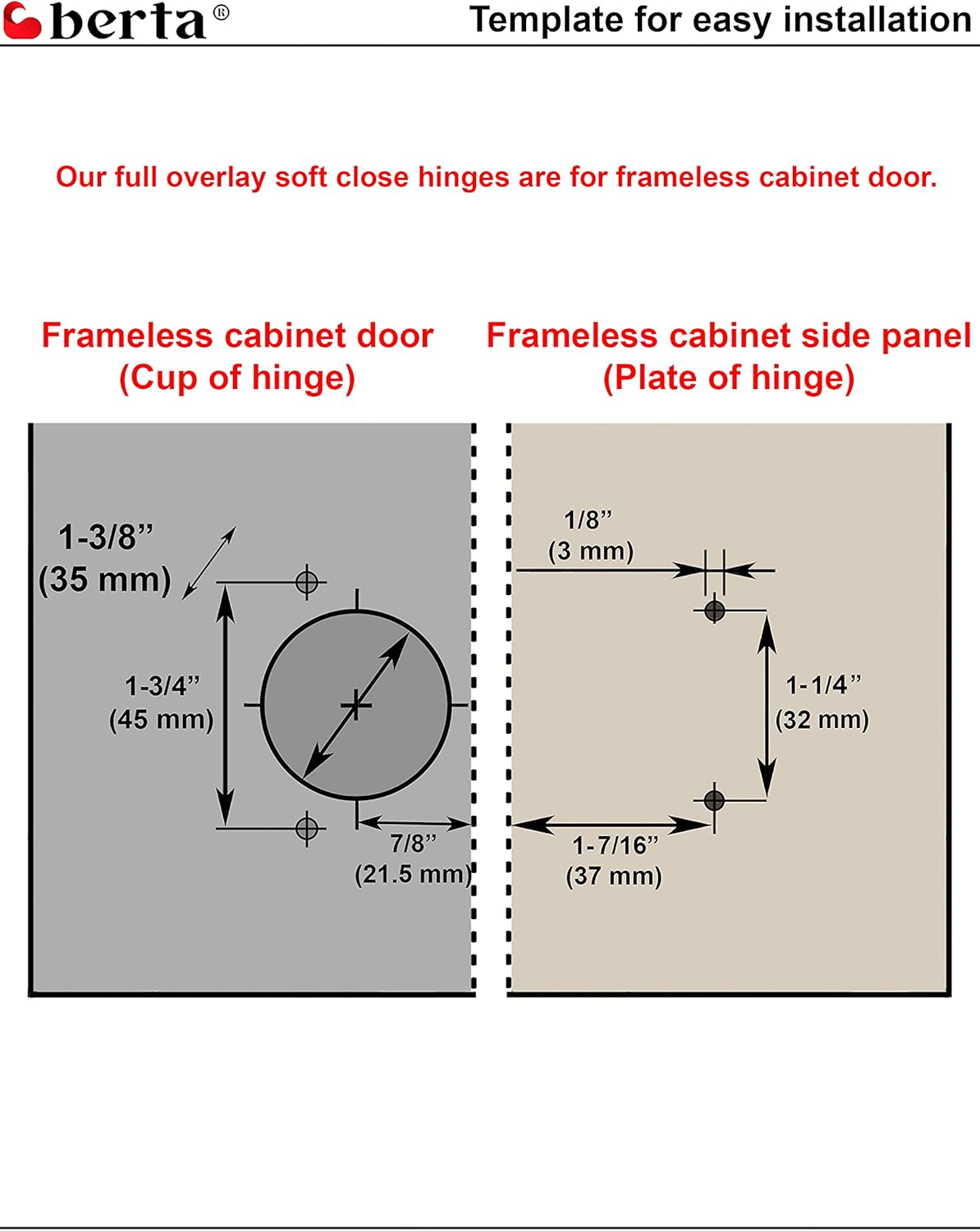 25 Pieces Full Overlay Frameless Soft Closing European Hinges with Screws A6085