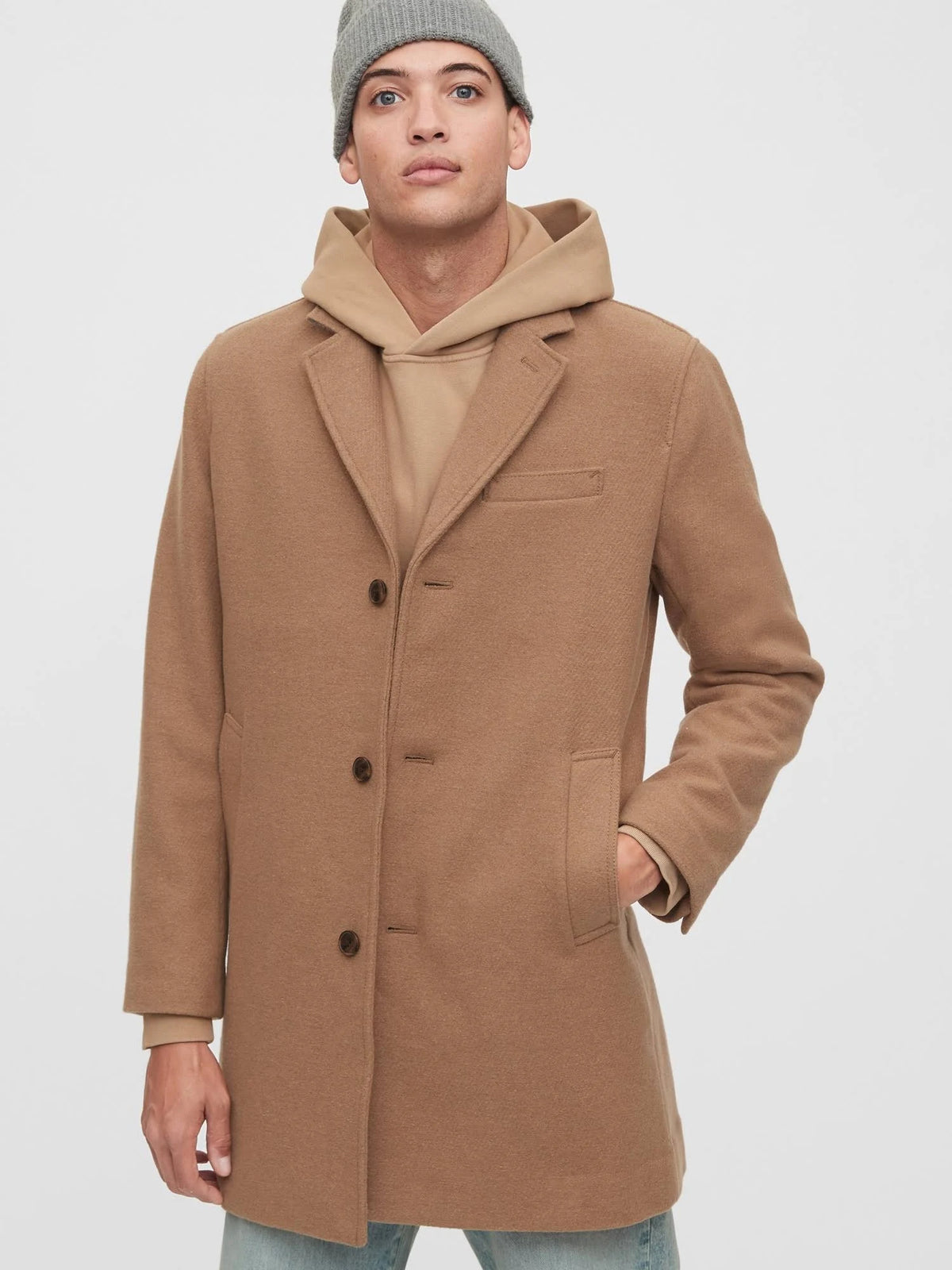 Camel Brown Wool Topcoat X99959