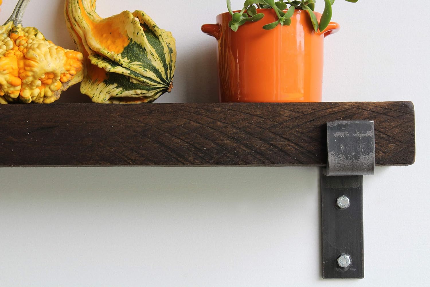 Reclaimed Barnwood Accent Shelves - Set of Two - Metal Bracketed Wall Mount - Natural 48x 7x 2 W9428