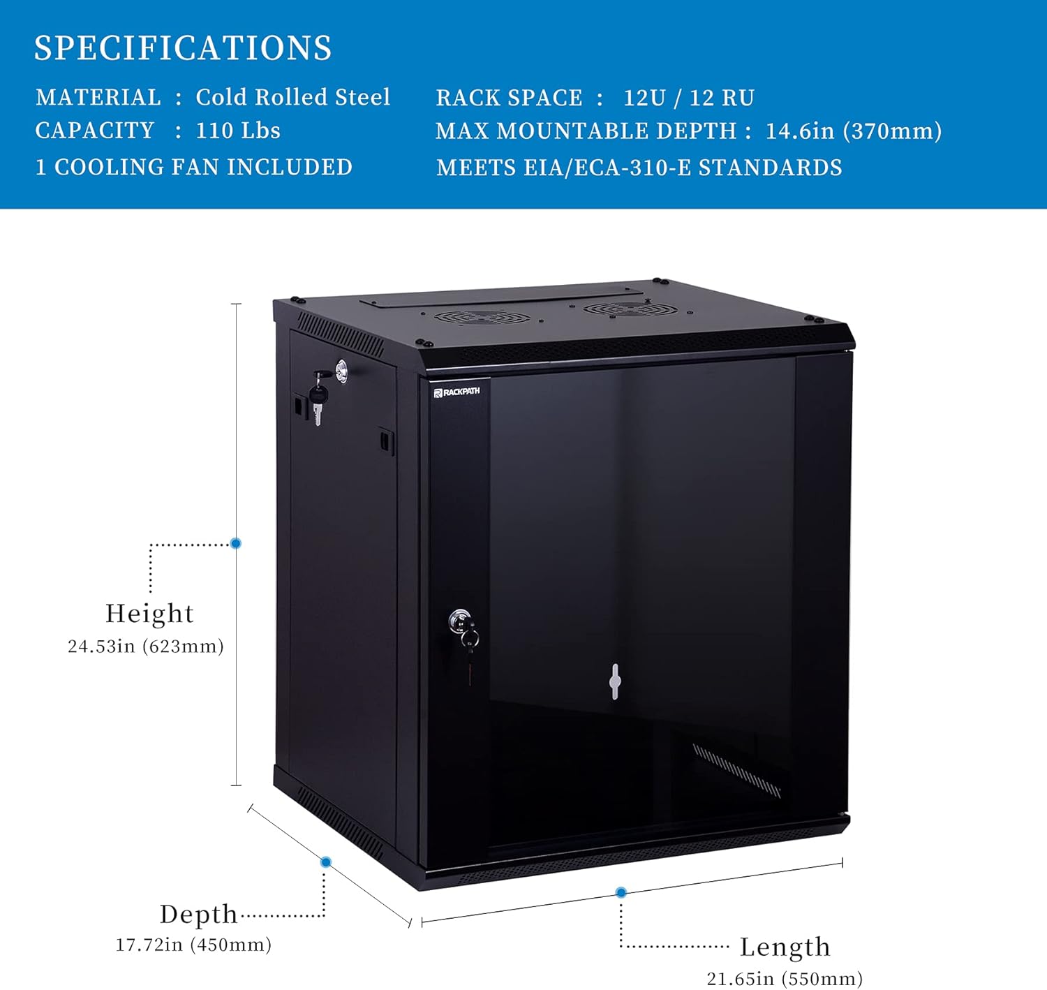 9U Wall Mount Server Cabinet Network Rack Enclosure, Black J2734