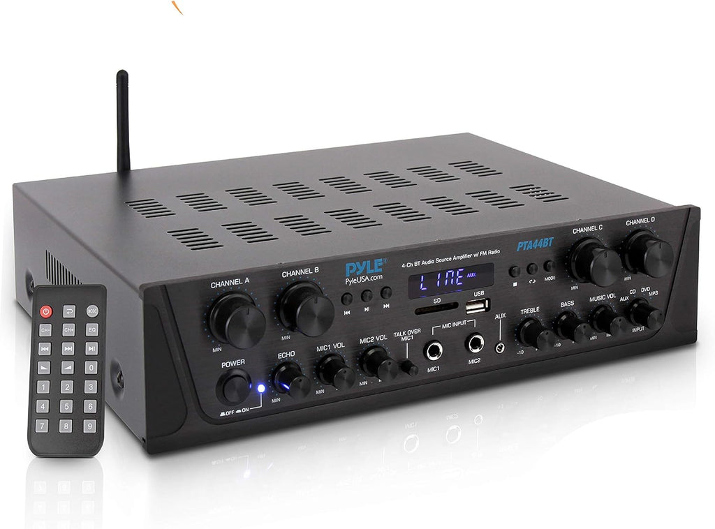 500W 4 Channel Stereo Bluetooth Amplifier with USB, FM, Microphone in A605