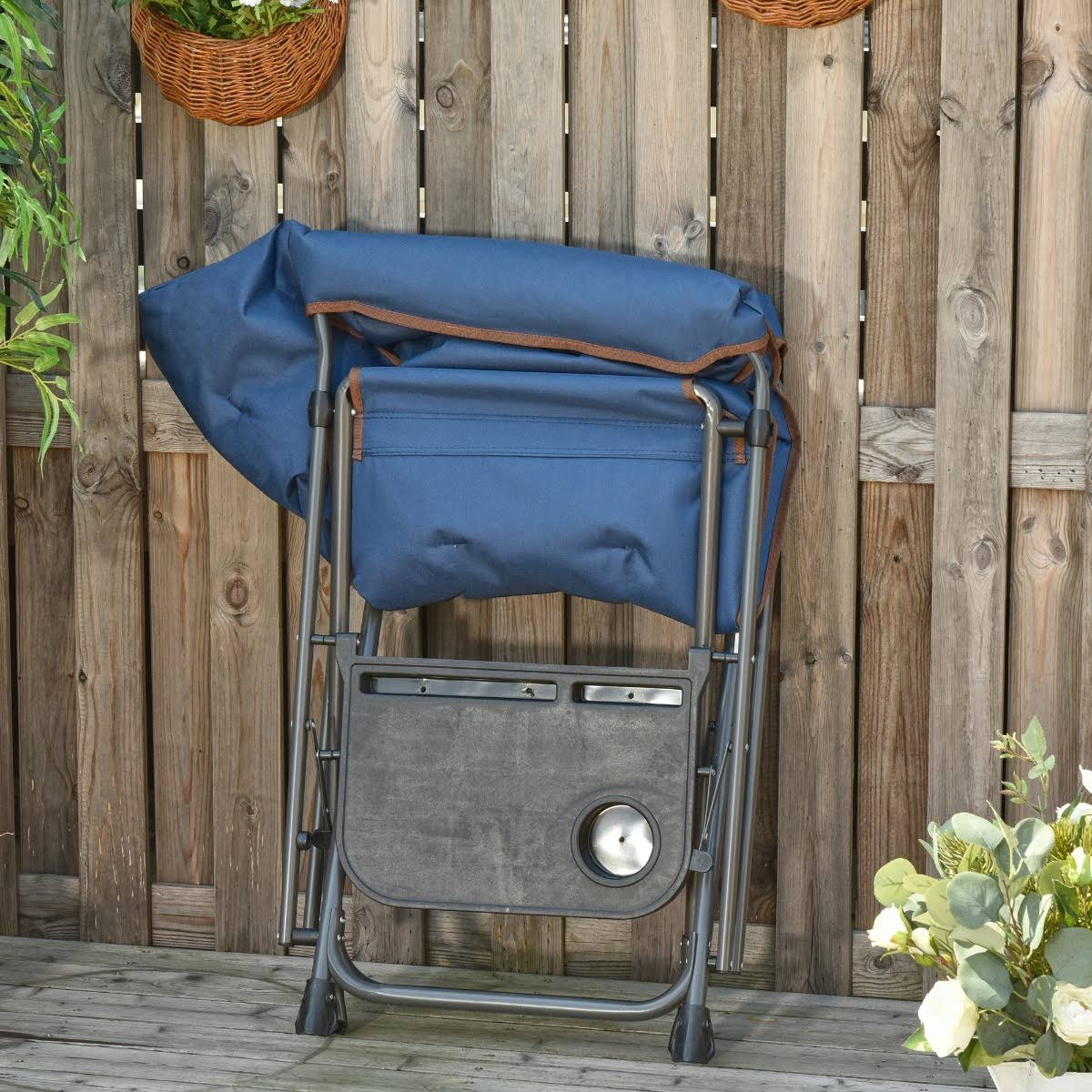 Oversize Padded Director Lawn Chair with Side Table D138