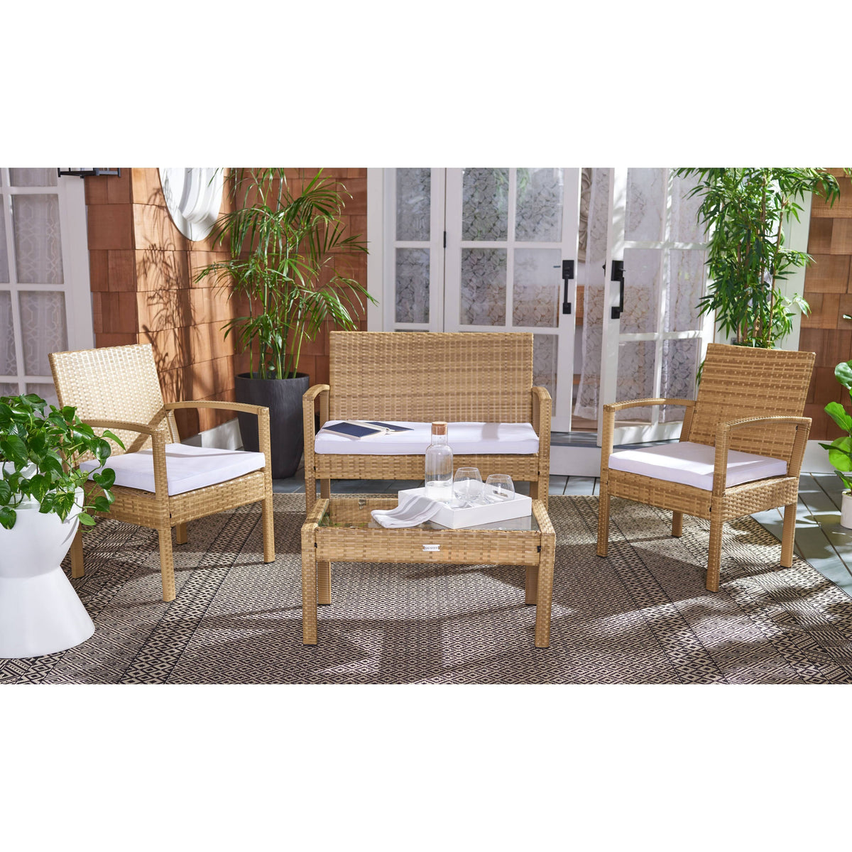 4 Piece Grey Brown White Patio Set P2846
