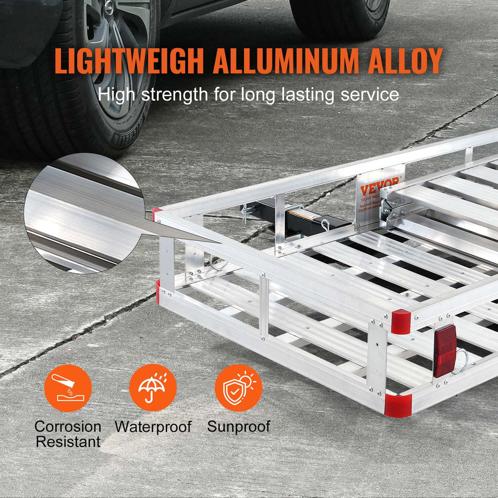 Hitch Mount Aluminum Cargo Carrier with Folding Ramp and Stabilizer L2746