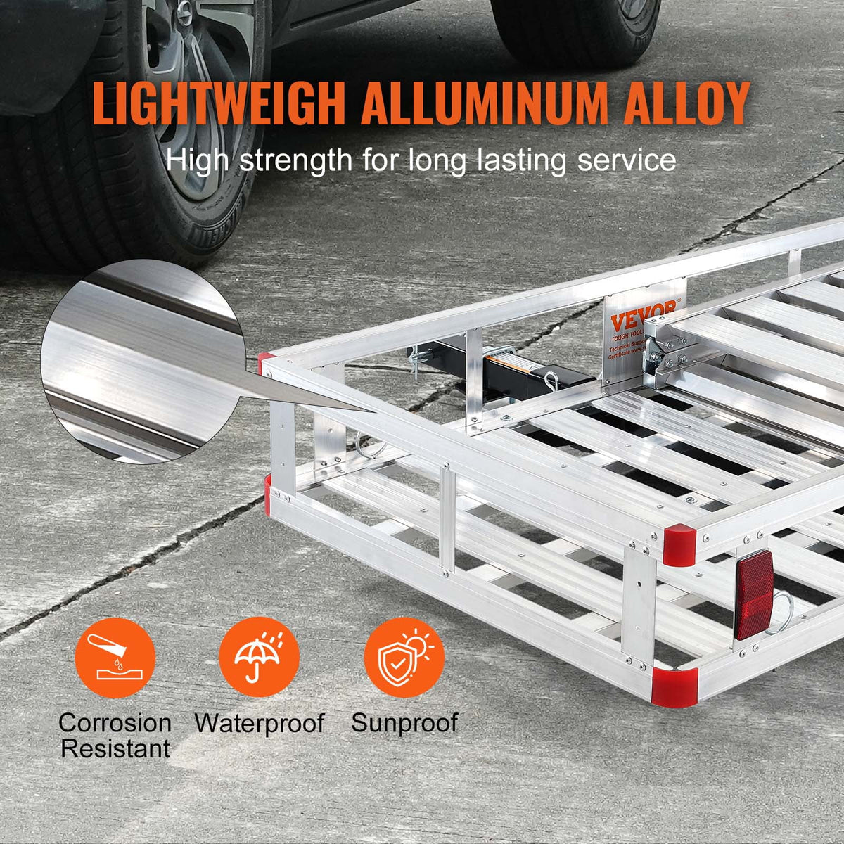 Hitch Mount Aluminum Cargo Carrier with Folding Ramp and Stabilizer L2746