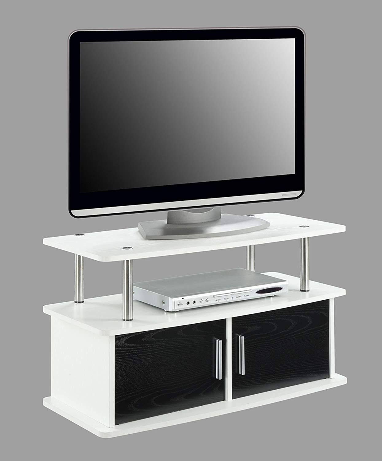 White 2 Door TV Stand with Cabinets U5462