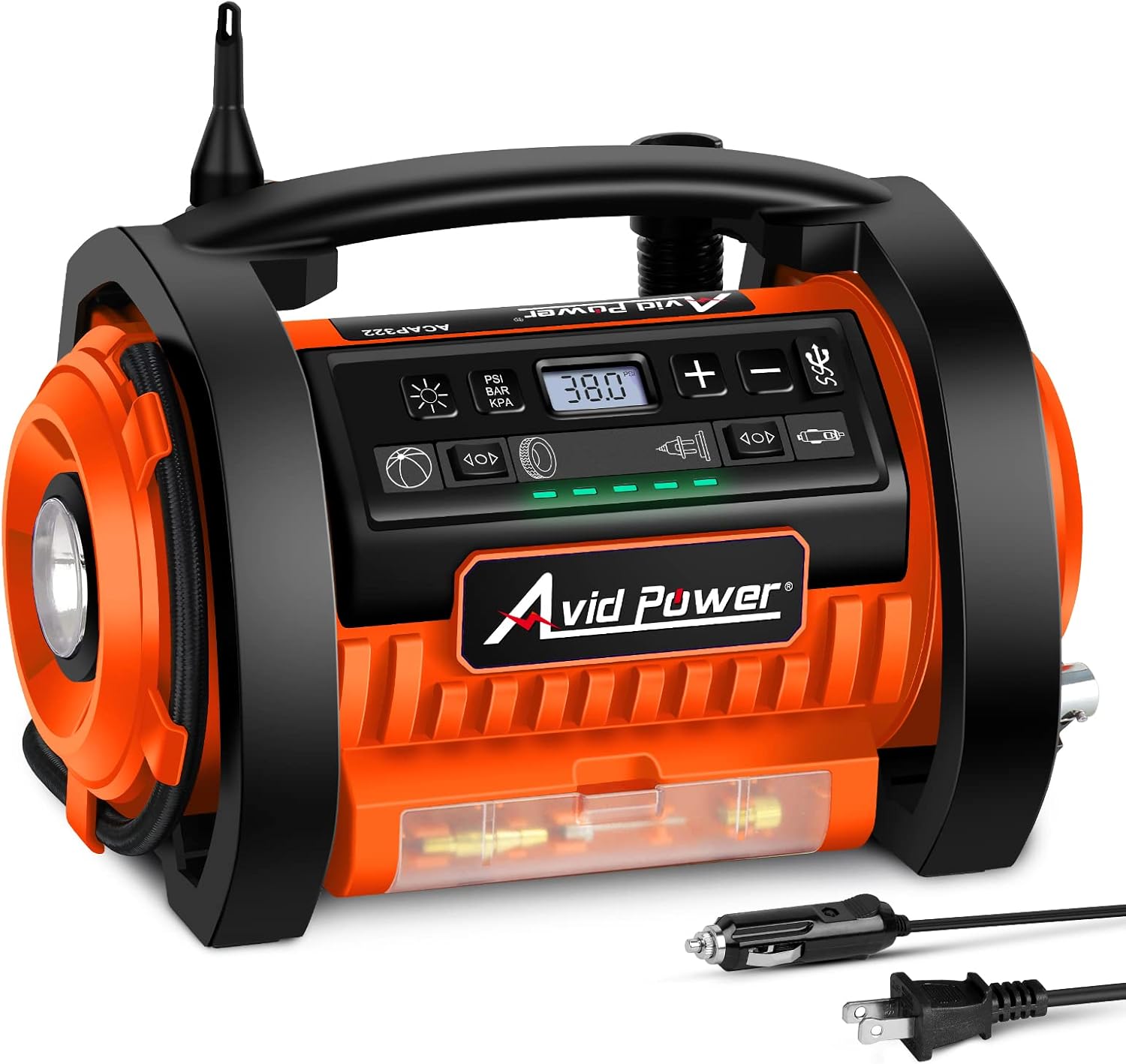 Tire Inflator Air Compressor, 12V DC / 110V AC Dual Power, Digital Pressure Gauge, Pack of 2 N4086