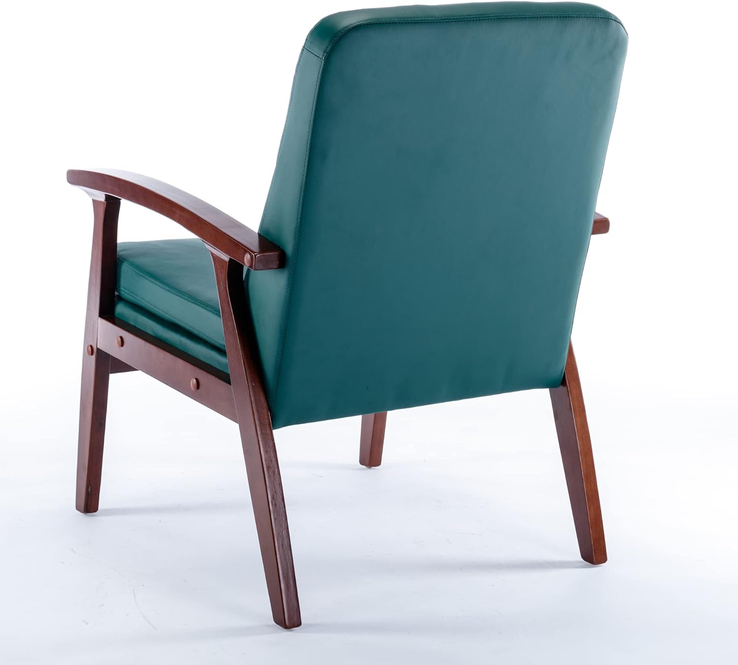 Blackish Green PU Leather Accent Chair with Solid Wood Frame O6825