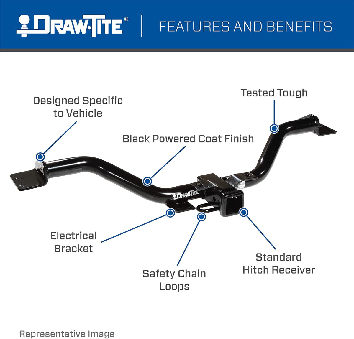 Class 3 Trailer Hitch, 2 Inch Receiver, Black E374