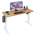 White Frame Maple Top Electric Height Adjustable Standing Desk C87357