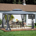 Gray Patio Gazebo Canopy Tent with Mosquito Net E5319