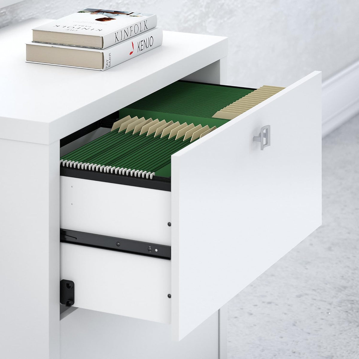 Pure White Lateral File Cabinet D1475
