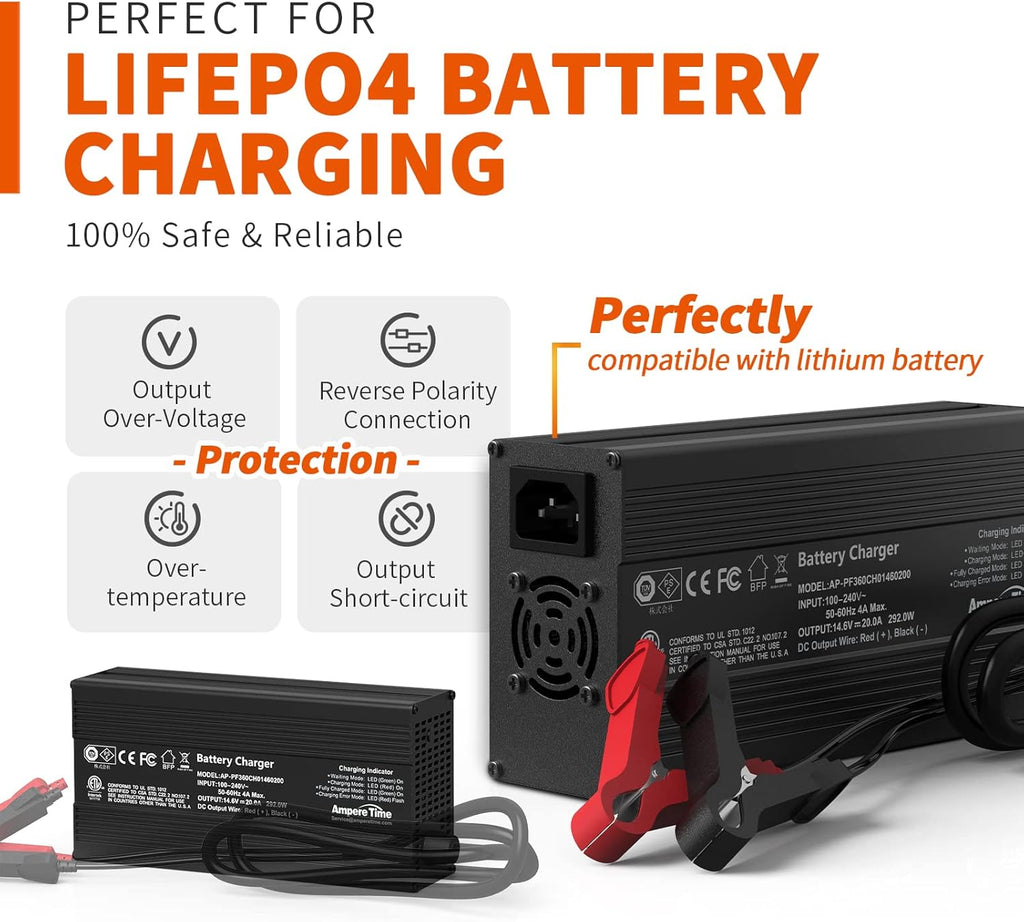 12V 50Ah LiFePO4 Battery with 14.6V 10A Charger G238182