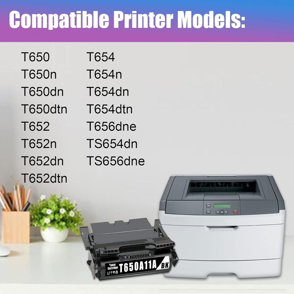 1 Pack Compatible Toner Cartridge for Lexmark T650 T652 T654 T656 TS654 TS656 Printer F985261