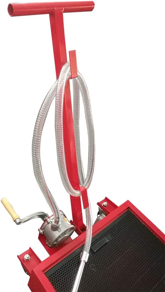 Red 20 Gallon Oil Drain Pan with Pump and 8' Hose O5549