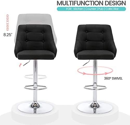 Yellow Adjustable Fabric Swivel Barstool with Back D33174