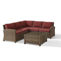 4Pc Outdoor Wicker Sectional Set Sangria Weathered Brown W840