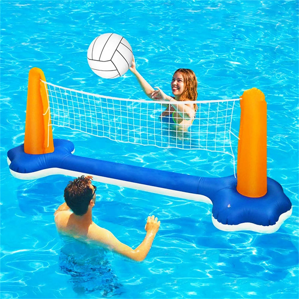 Inflatable Pool Float Set with Volleyball Net and Basketball Hoops I57051