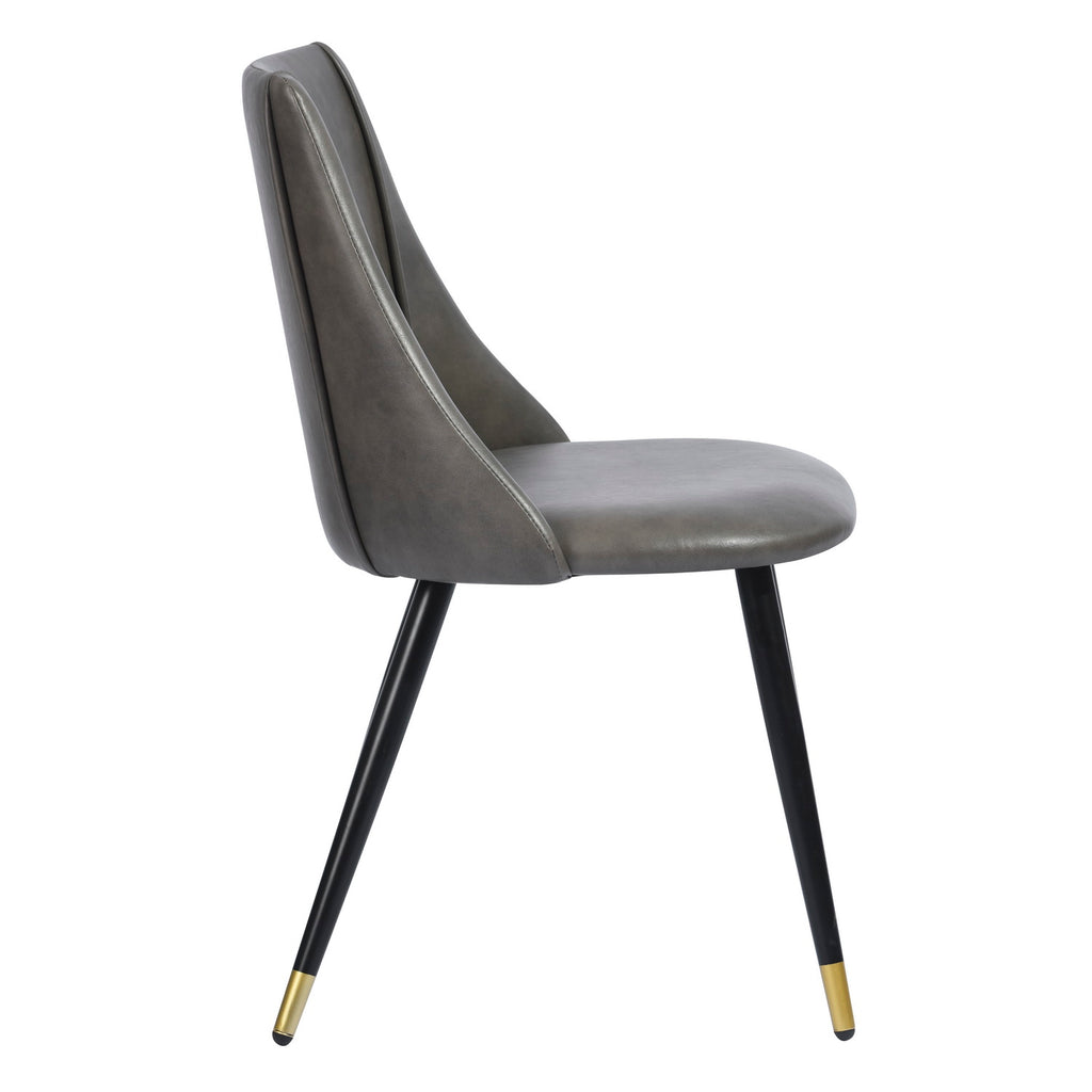 Grey Faux Leather Upholstered Dining Chairs Set of 2 with Metal Legs P532