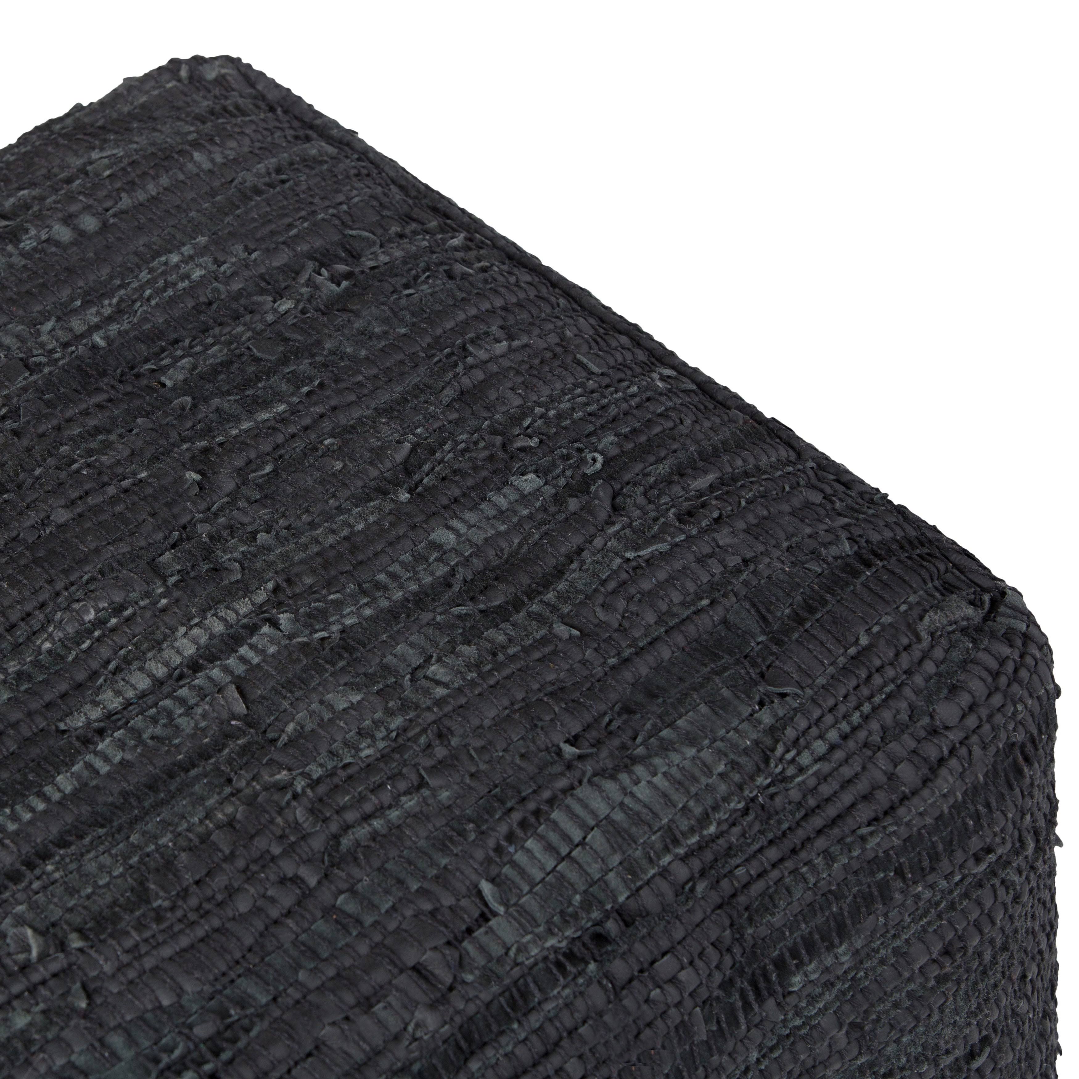 Genuine Leather Square Pouf - Grey G6956