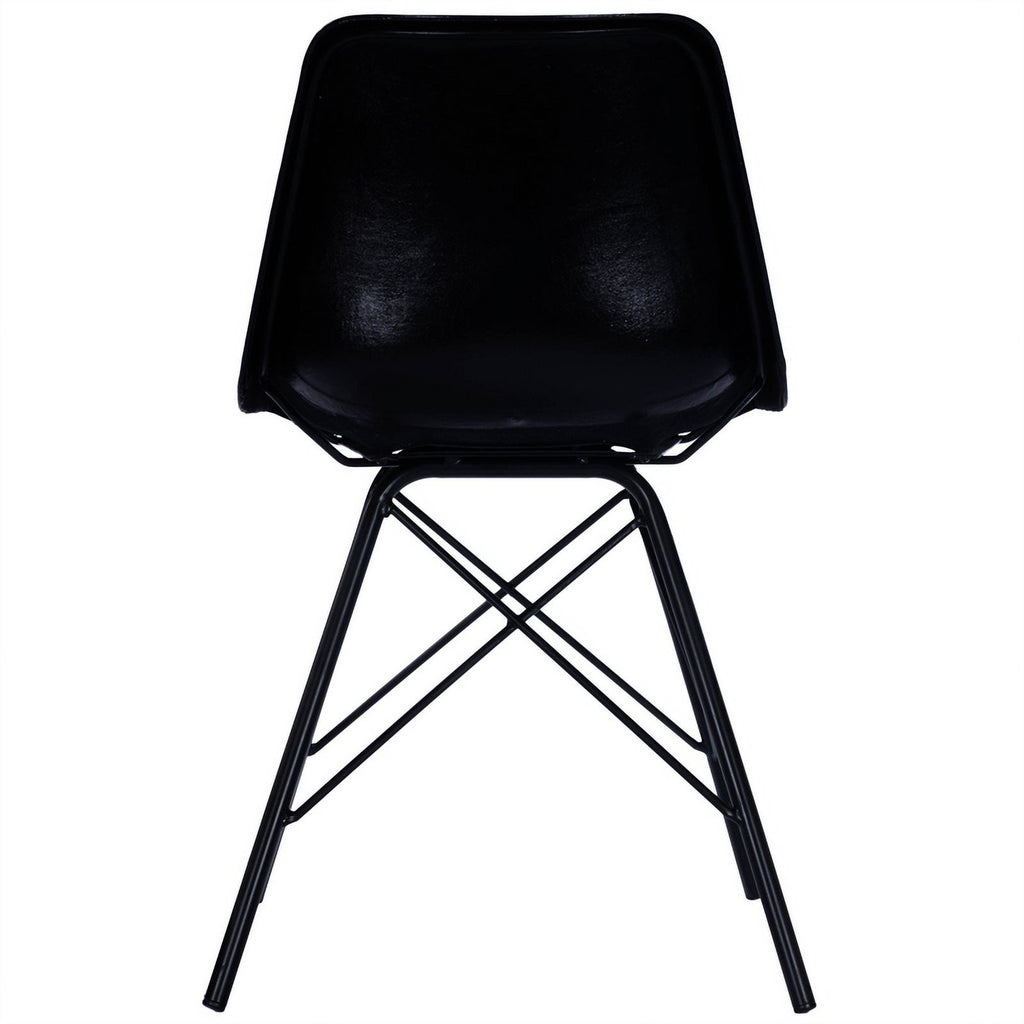 Black Leather Side Chair Set of 2 U86778