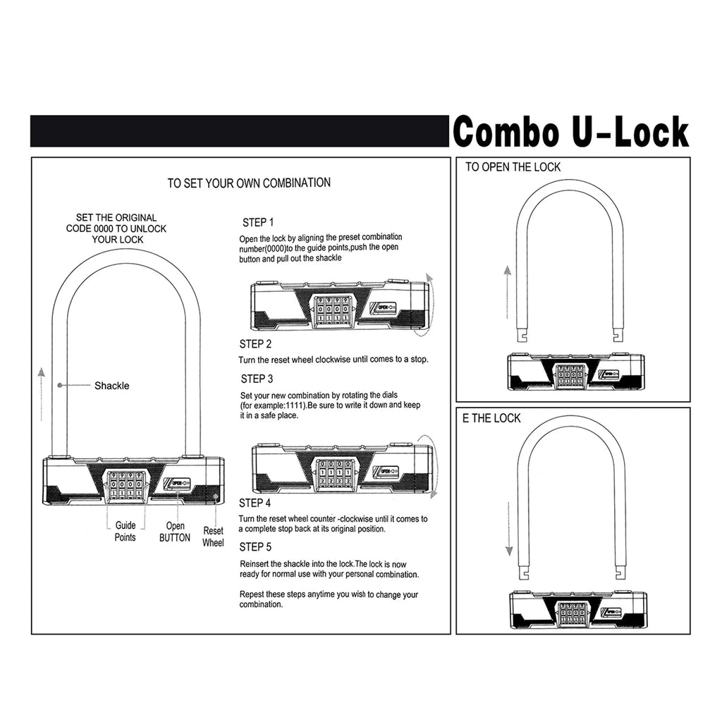 Combination U Lock Bike Lock H7750