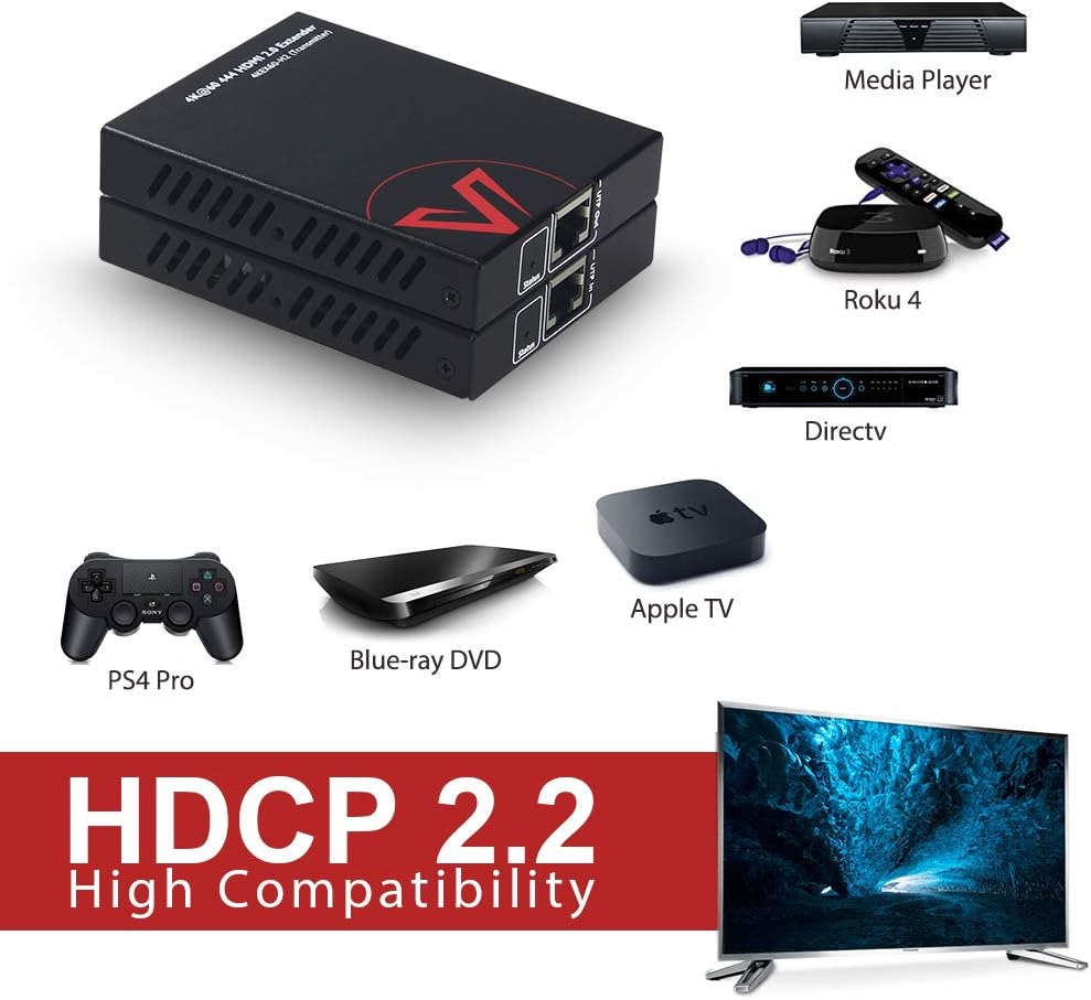 HDMI 2.0 Extender 4K@60Hz 164ft/50m, HDR10+, HDCP 2.2, IR Return & PoC O56082