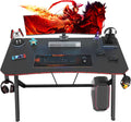 Black 55 Inch Gaming Computer Desk with Cup Holder and Headphone Hook N3992