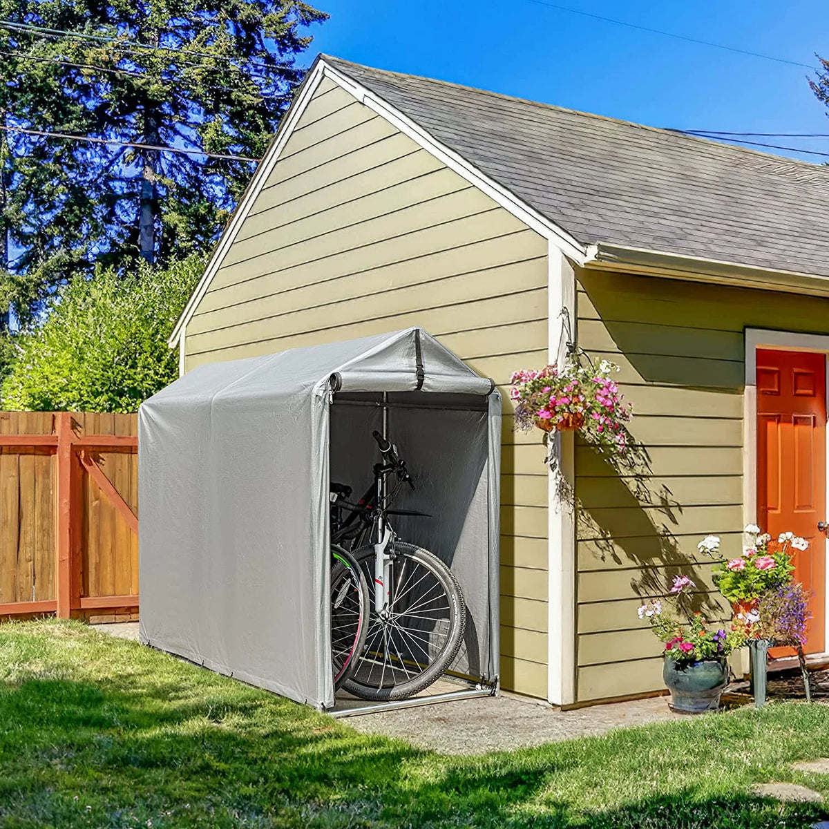 6' x 3' Metal Frame Waterproof Carport Shelter with Rollup & Zipper Door E978