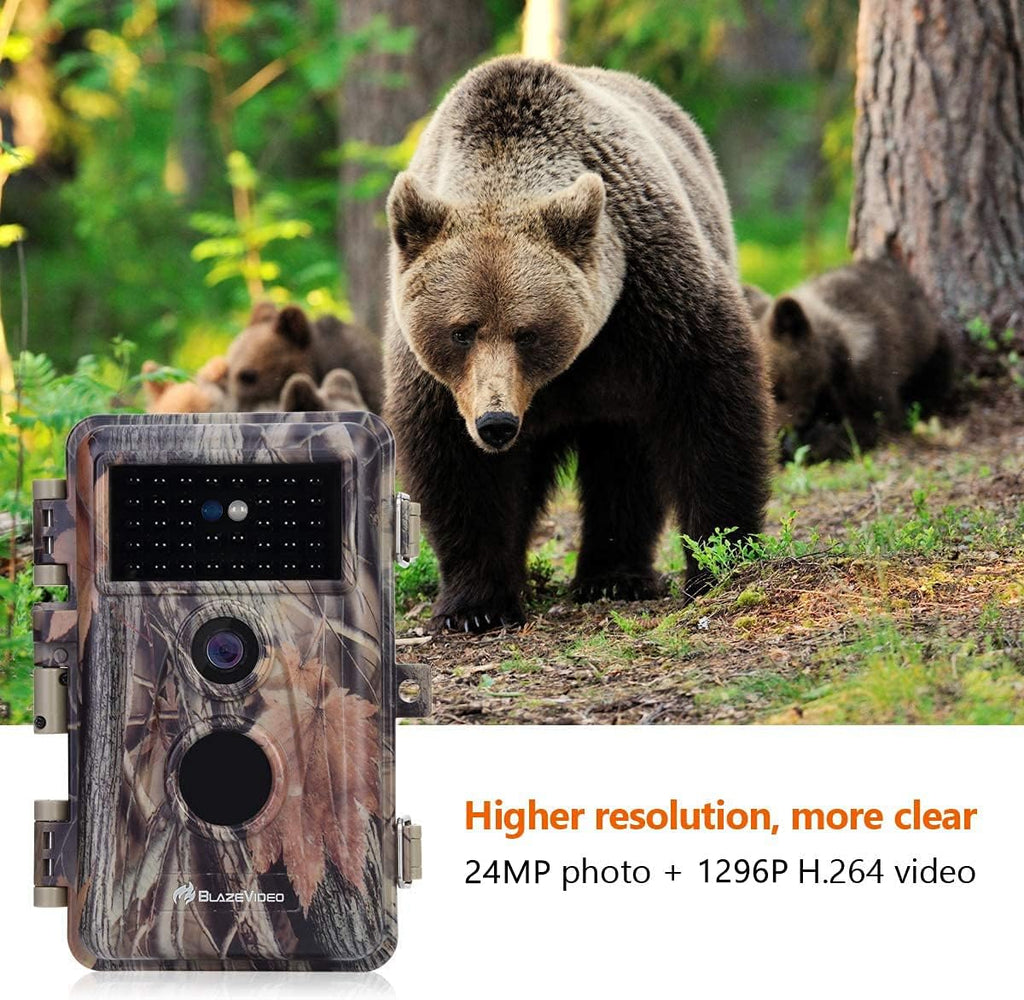 Deer Camera with Night Vision 24MP HD 1296P H.264 MP4 Video No Glow IR Motion Sensor Activated IP66 Waterproof K247552