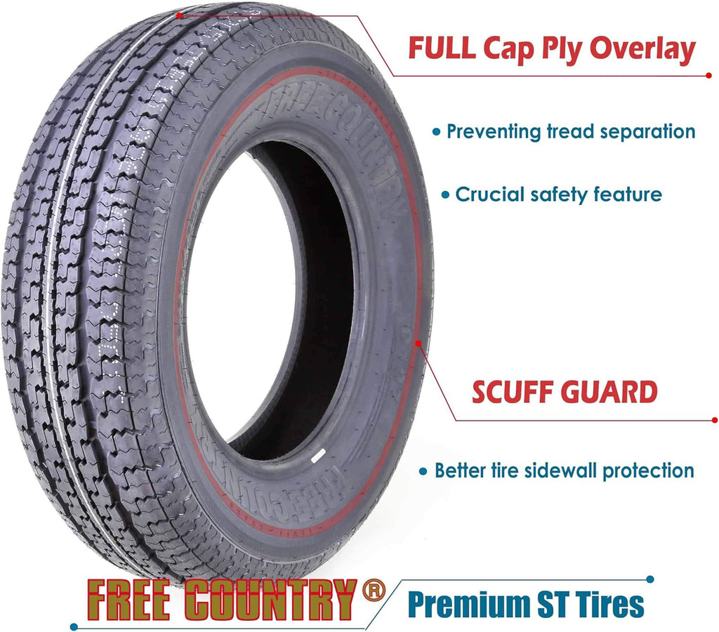 5 Trailer Tires ST175/80R13 6PR Load Range C with Scuff Guard I725