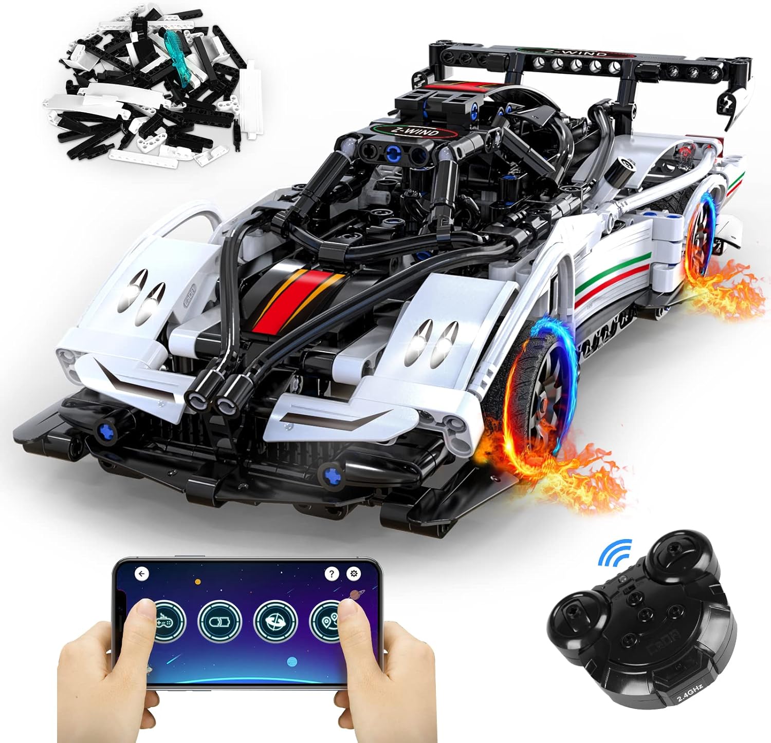 Rechargeable RC & APP Controlled Model Car Building Kit U9067