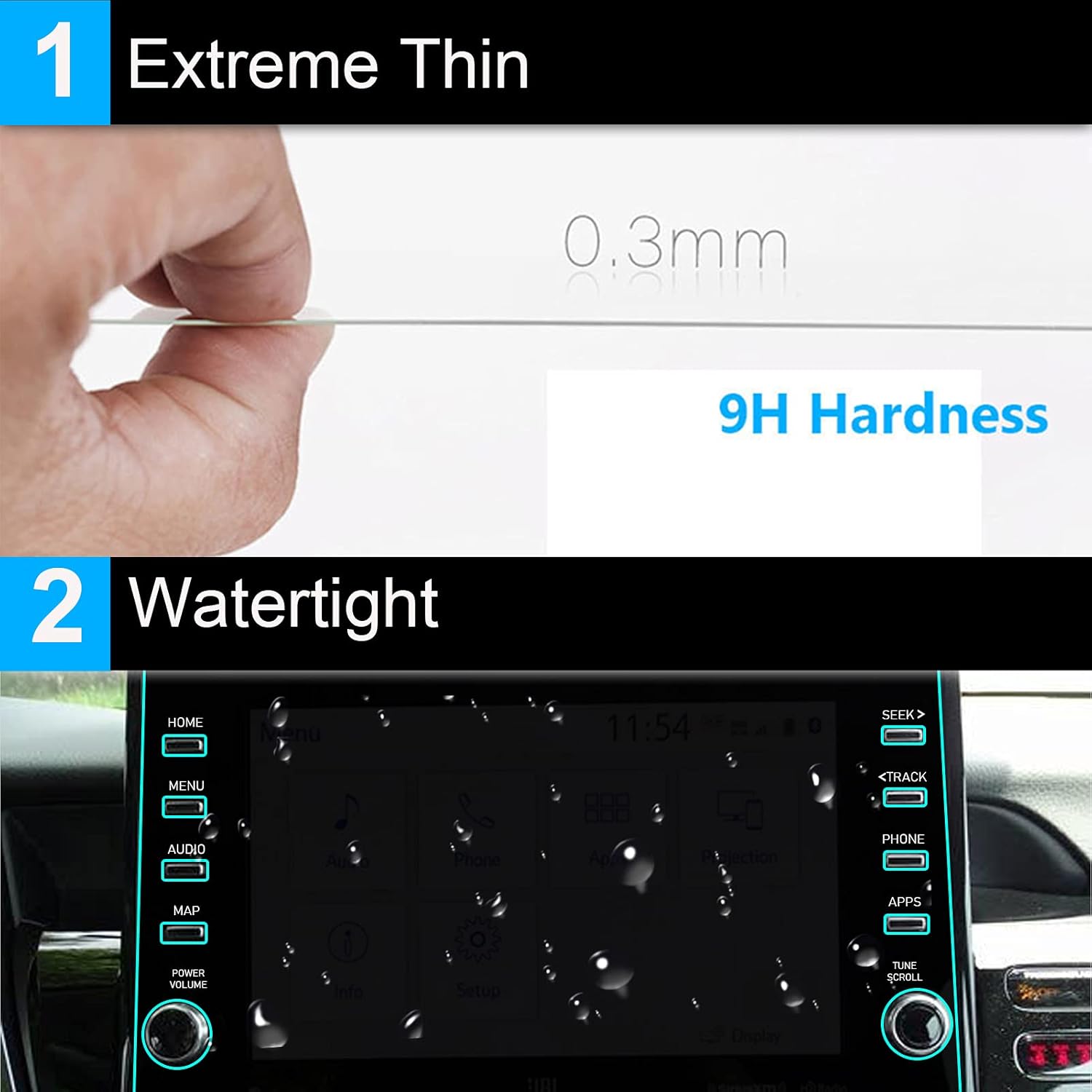 9-Inch Tempered Glass Screen Protector Pack of 2 B370