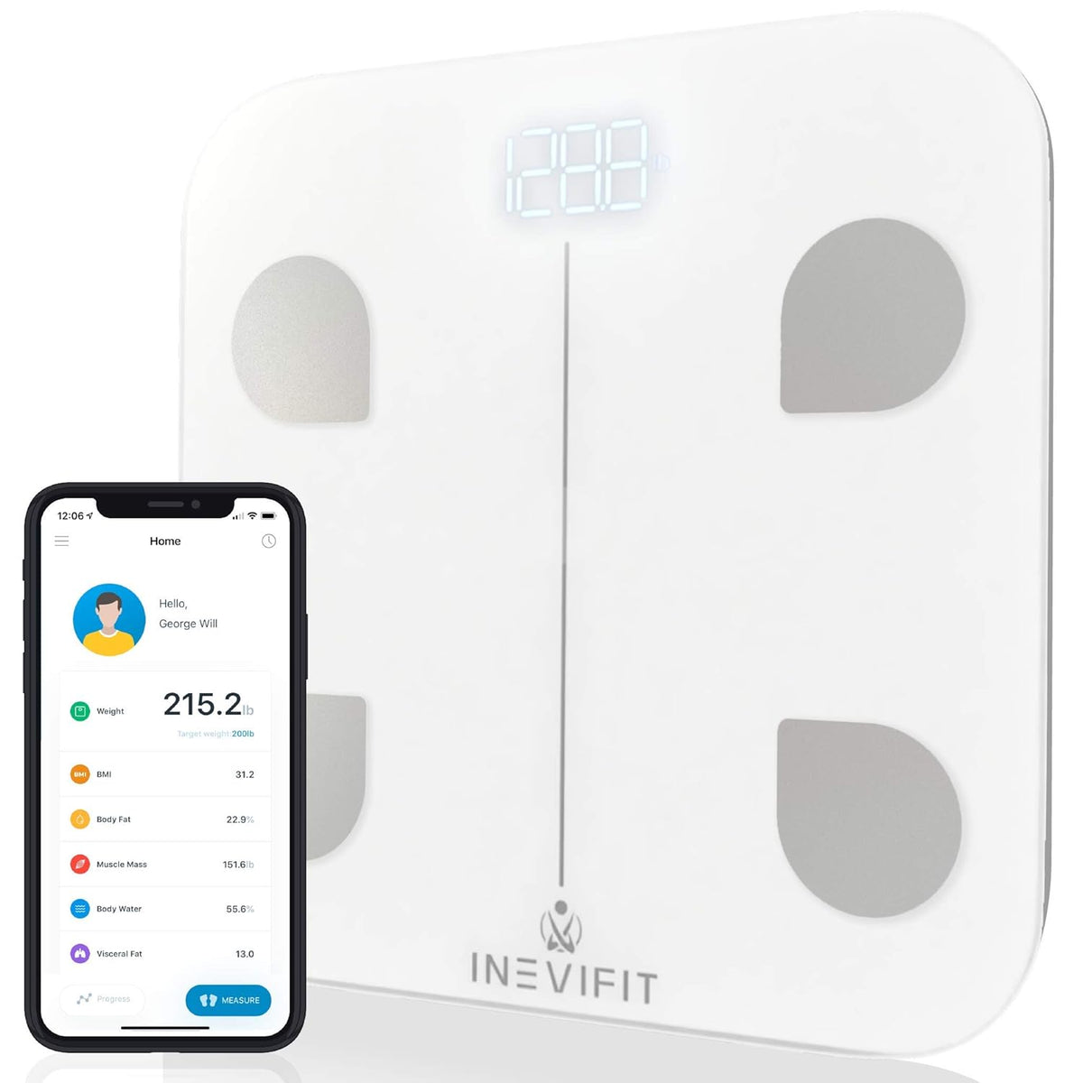 Smart Body Fat Scale Bluetooth Digital Bathroom Body Composition Analyzer F881745