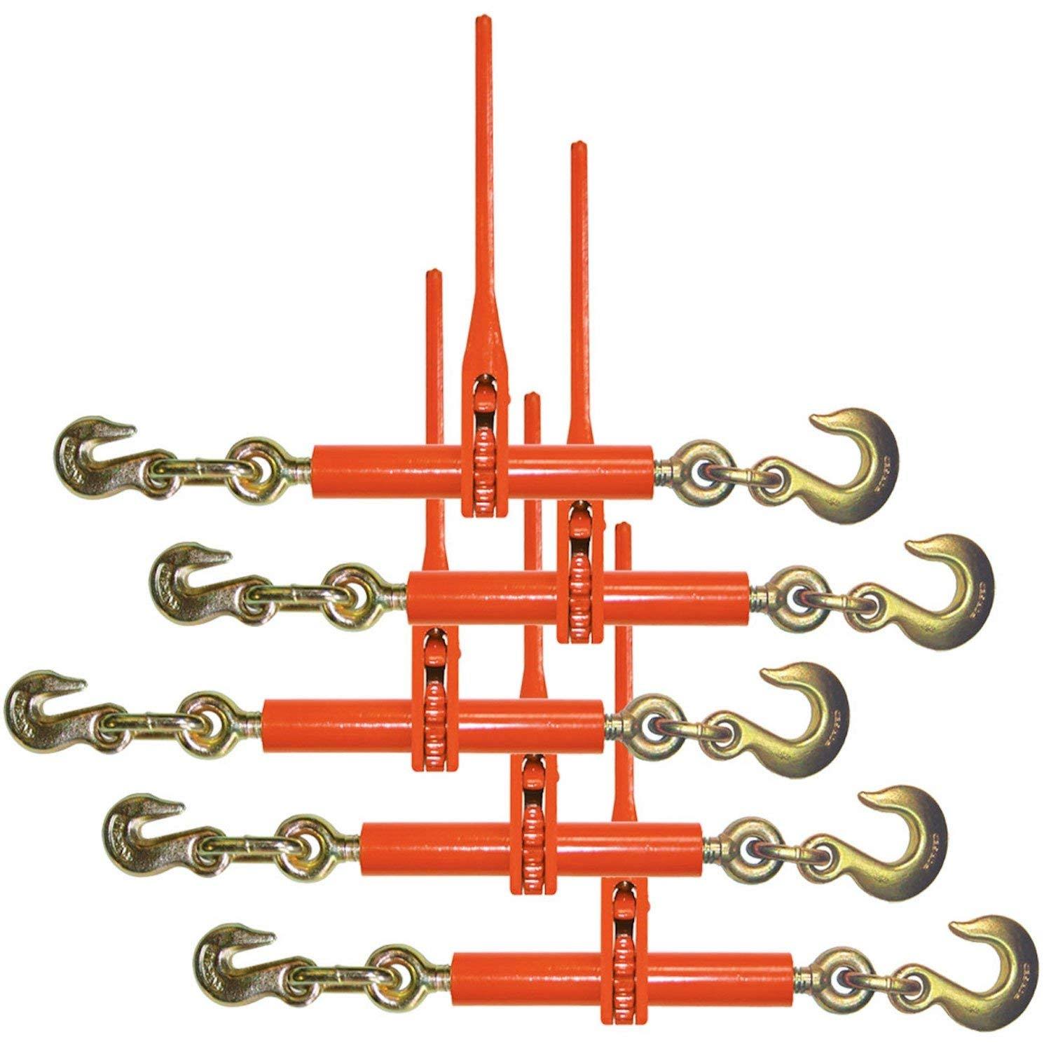 Ratchet Style Load Binder with Grab and Slip Hooks, 5 Pack, 6,600 Pound Safe Working Load G795