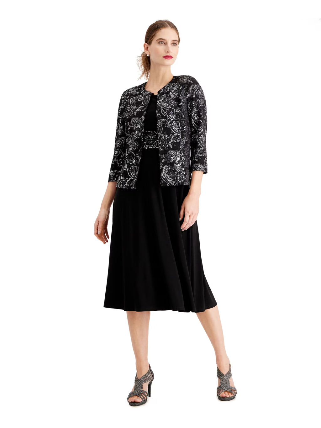 Silver Long Sleeve Midi Shift Dress F10850