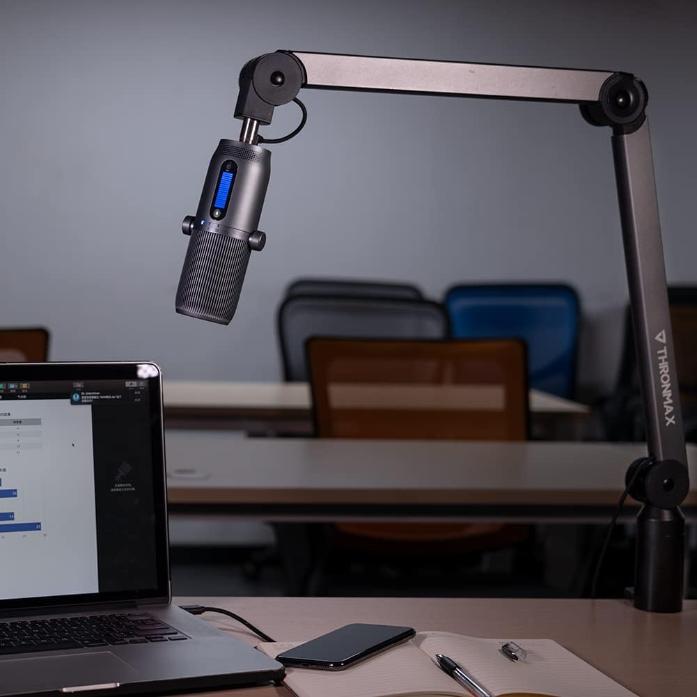 Adjustable Aluminium Microphone Boom Arm Stand with 10 feet Type C USB Cable, Pack of 2 S8264