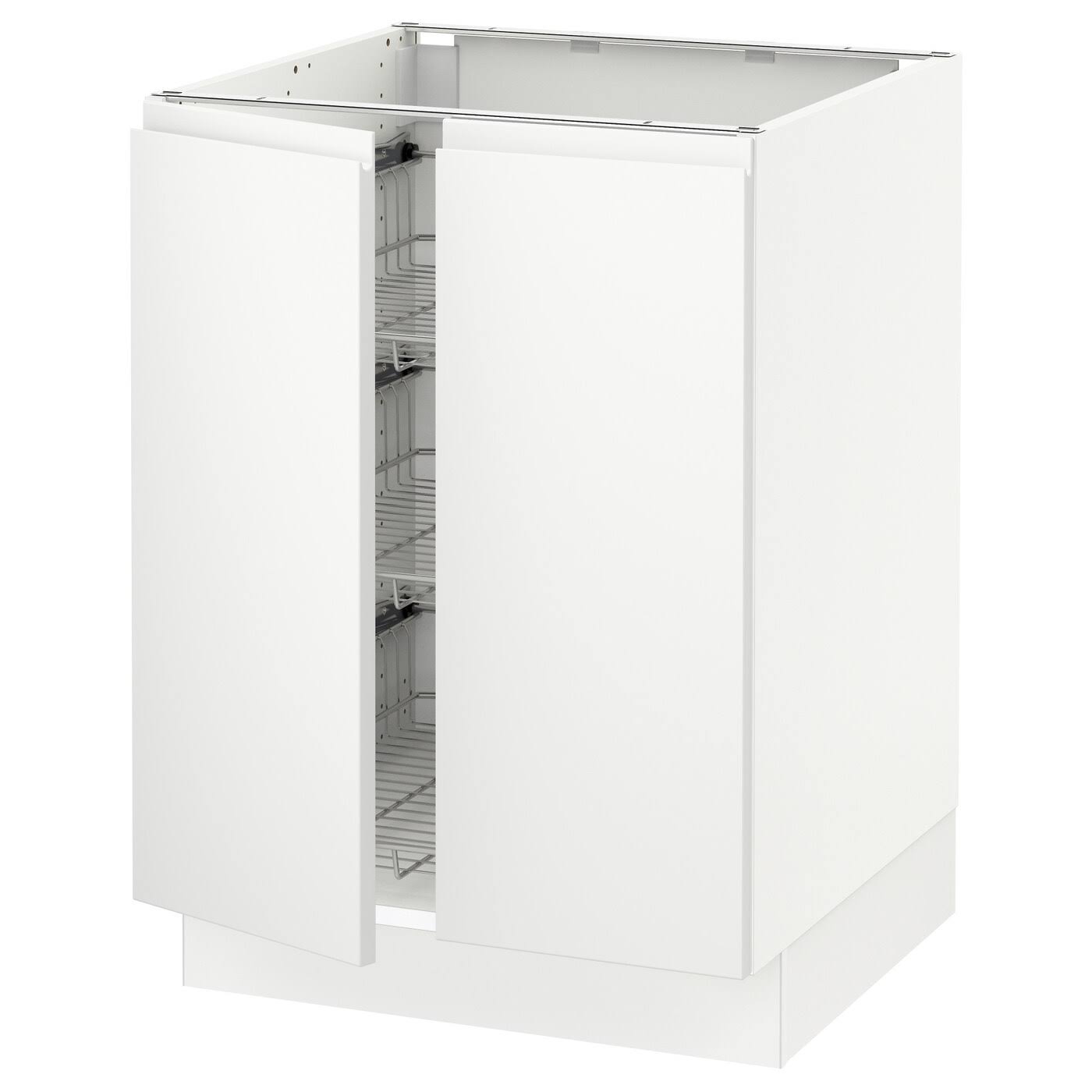 White Base Cabinet with Wire Basket and 2 Doors C4383