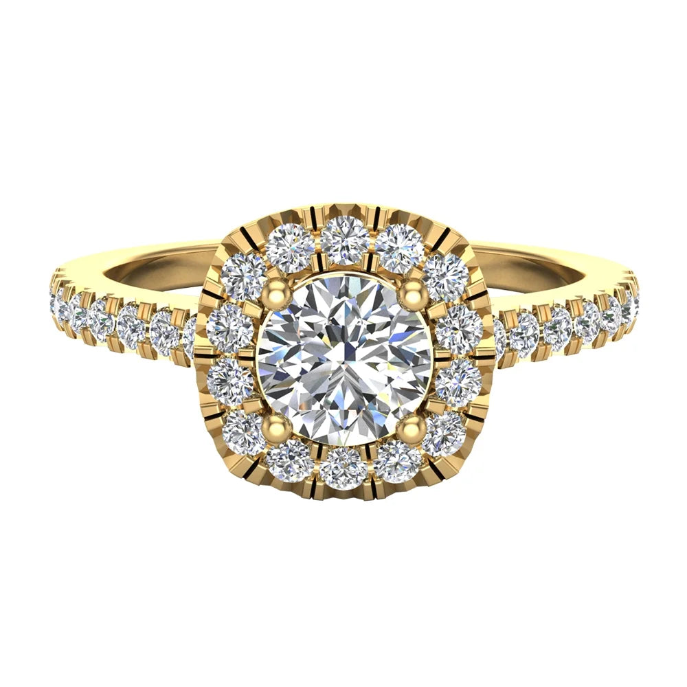 14K Gold 0.75 Carat Halo Diamond Ring E527942