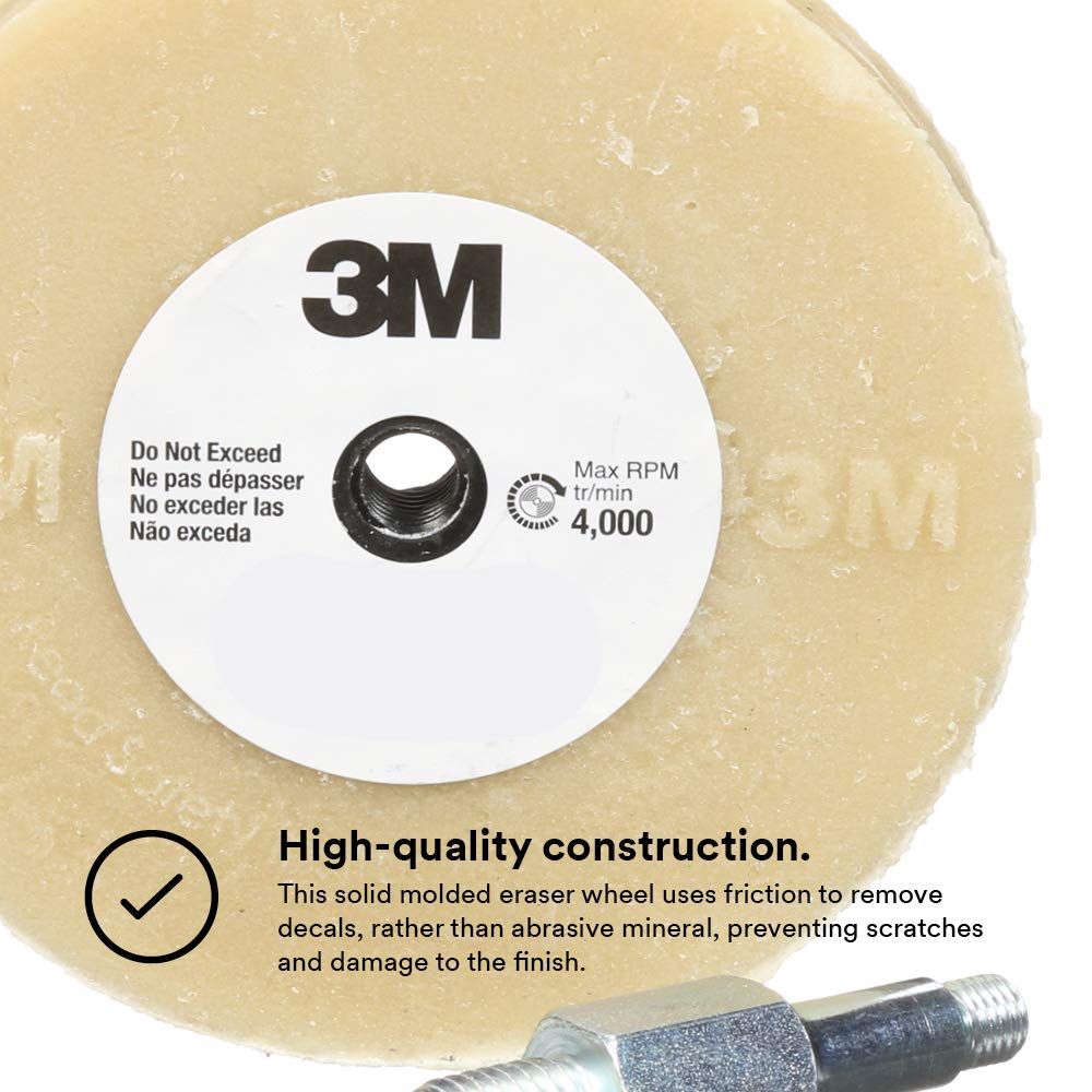 Adhesive Remover Eraser Wheel 4” diameter x 5/8” thick 3/8-16 threaded mandrel L96801