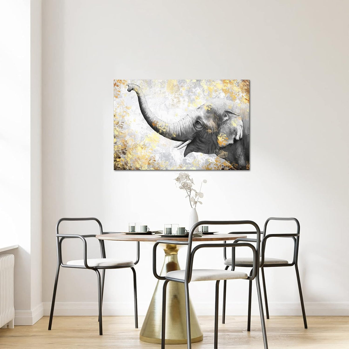 Gold and Grey Framed Elephant Canvas Print 24x36inches Y12132