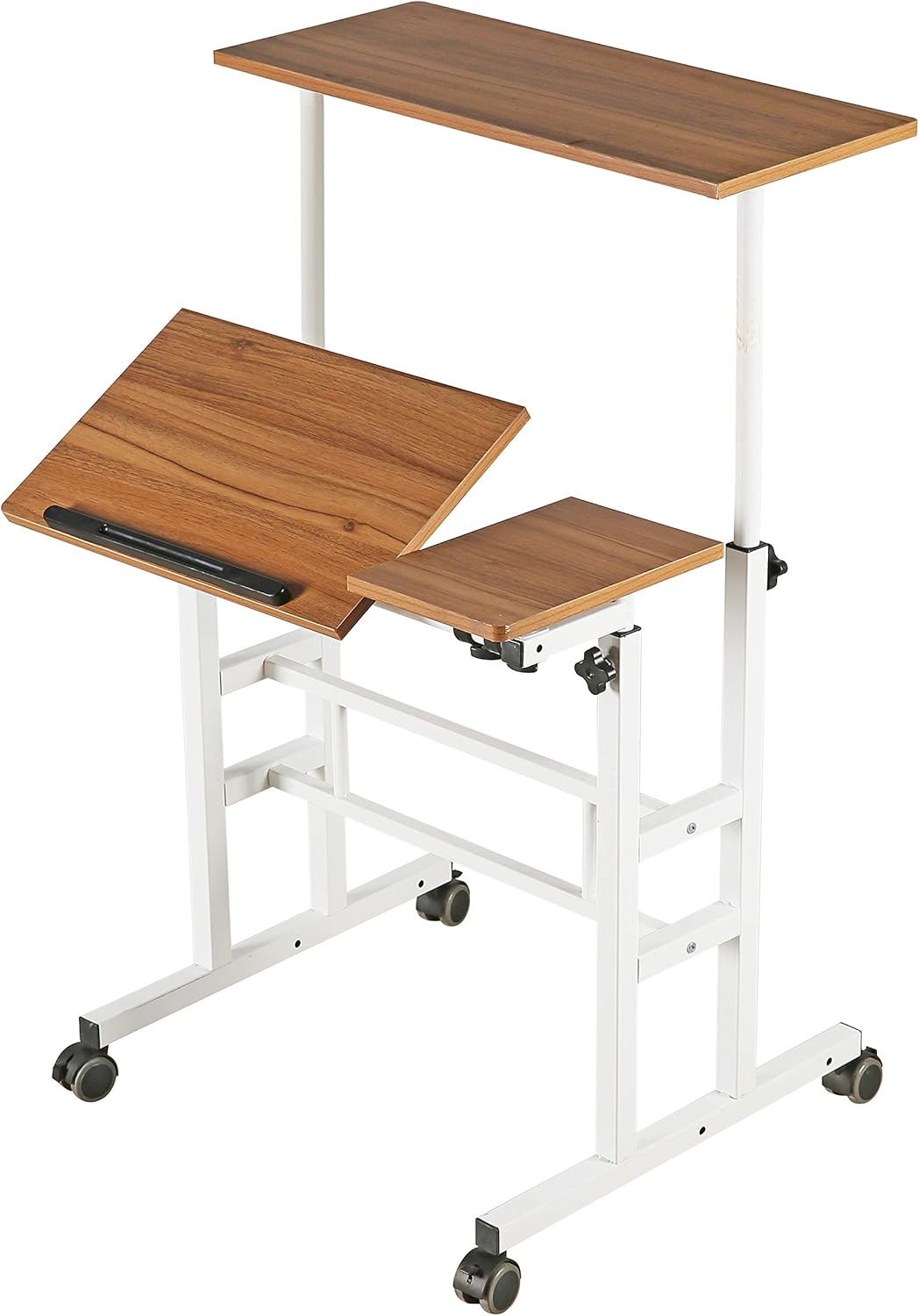 Dark Grain Height Adjustable Mobile Standing Desk L361840
