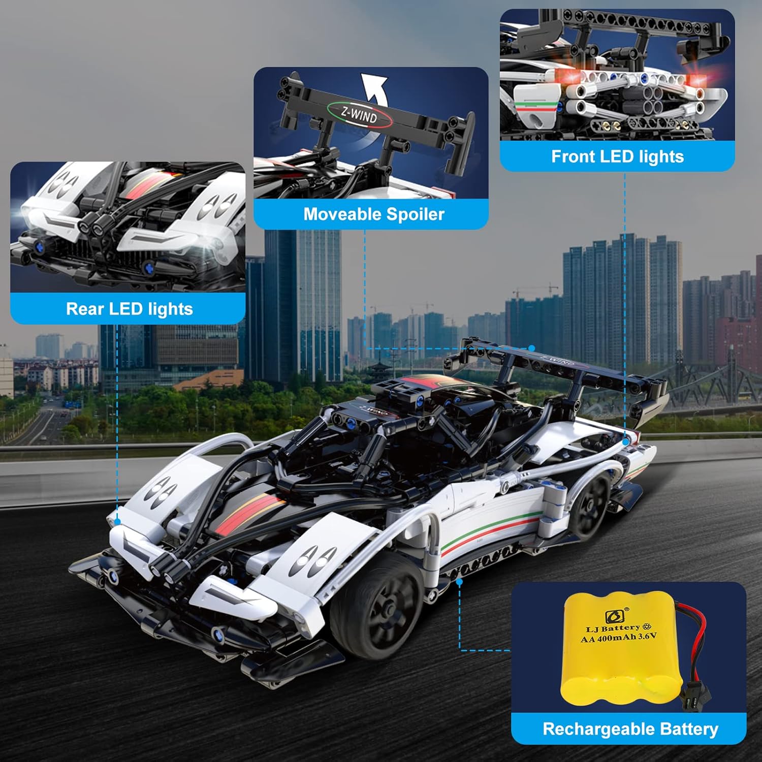 Rechargeable RC & APP Controlled Model Car Building Kit U9067