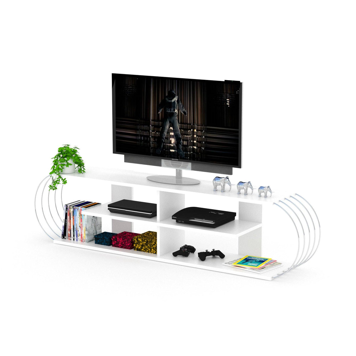 White-Chrome TV Unit G949945